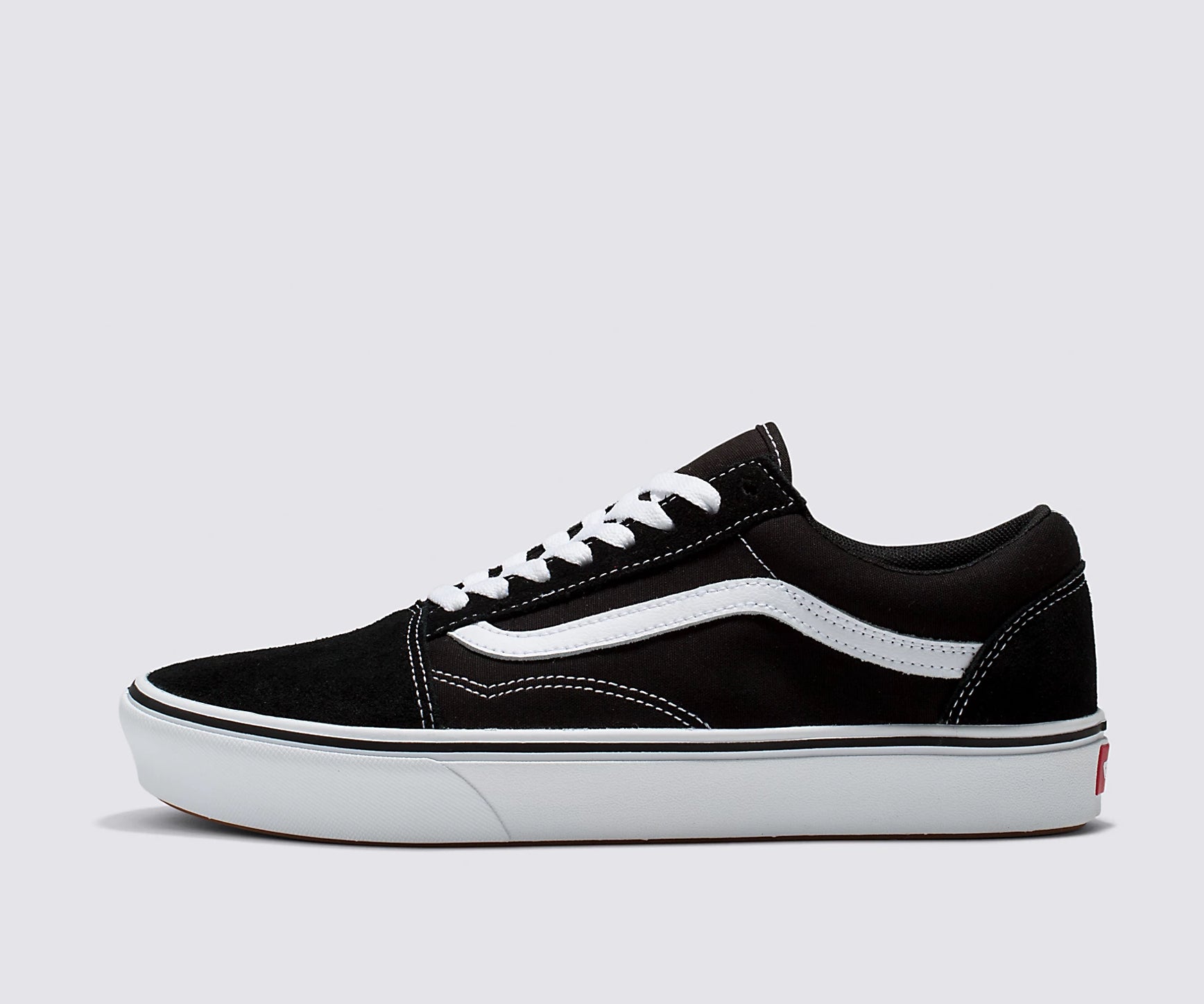A black and white canvas lace-up skate shoe from Vans.
